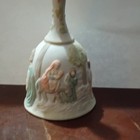 White Ceramic Nativity Hand Bell, Relief Scenes, Floral Handle — photo 4