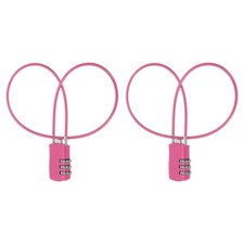 2 Pcs 3 Digit Luggage Cable Combination Lock with 20" Long Cable, Rose