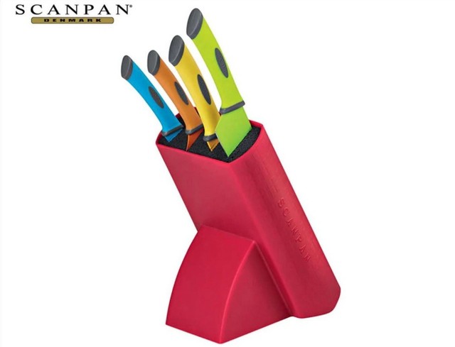 NEW Scanpan Spectrum Multicoloured Knife Block Set 5pce