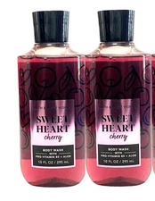 2 x Bath & Body Works Sweet Heart Cherry Body Wash Shower Gel Pistachio 10oz ea