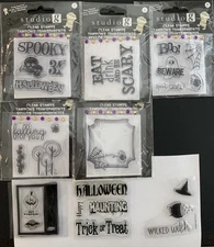 Studio G Halloween And Fall Clear Stamps Lot 