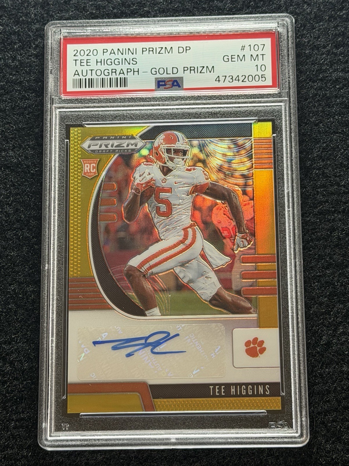 Tee Higgins 2020 Panini Prizm DP Gold Prizm Autograph Rookie /10 PSA 10 Auto RC