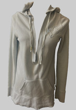 Aerie Women  s S Hoodie Cotton Blend Grayish Blue Pocket Pullover Long Sleeves