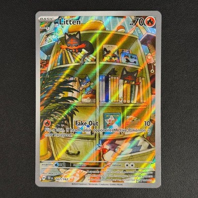 litten pokemon card holographic Litten 167/162 TEF Temporal Forces Illustration Rare Holo Pokemon Card NM