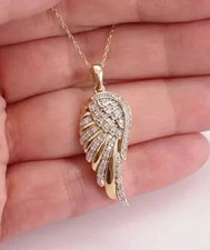 2Ct Round Cut Simulated Diamond Stunning Wings Pendant In 14K Yellow Gold Plated