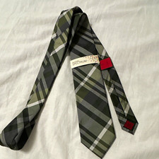Alfani Spectrum Men's Green/Gray/White Plaid Woven Silk Tie One Size