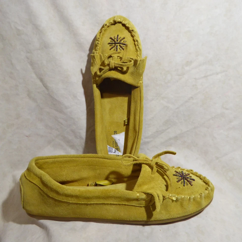 🥿 Mossimo поскользнуться на Moc носок плоскостях sz 9 M Goldenrod желтая замша кожа; детали - Изображение 2 из 4