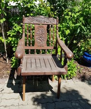 rustikaler Gartenstuhl / Gartensessel , teils aus Tropenholz