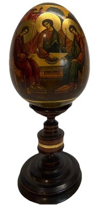 Vintage Russian Orthodox  Wooden Hand-Crafted  Icon-Egg ''TRINITY '' 