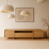 Sideboard Low Long Cabinet TV Unit with Storage Light Oak Modern 200cm Japandi
