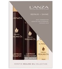 L'anza Keratin Lustrous Shampoo, Conditioner 3.4 oz Oil Boxed, TRIO