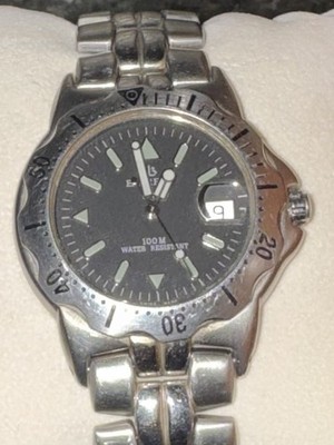 Burett Swiss Watch Men Black Dial Stainless Steel w/Orig Boxes & Manual New Batt