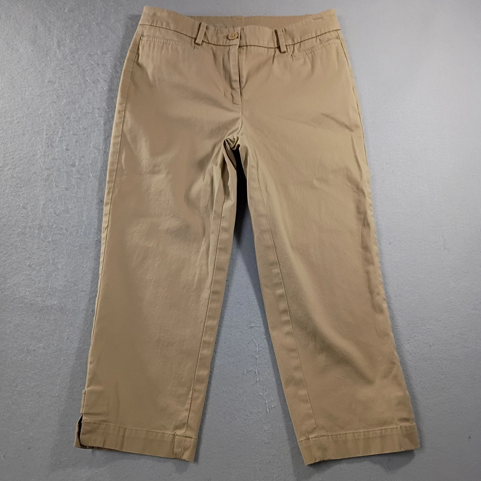 Talbots Perfect Skimmer Flat Front Tan Capri Khaki Pants Womens Size 2