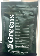 Daily Super Greens Powder in Mango Flavor Free Soul 30 portion 5.29oz /exp 07/26