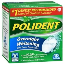 Polident Overnight Whitening Tablets 40 Tabs By Polident New Sealed