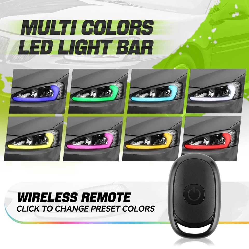 顺序动画启动 RGB LED DRL 车头灯适用于庞蒂亚克大奖赛 04-08 — 第 4/4 张图片