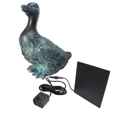 Solar Wasserspeier Ente Teichfigur Brunnen Gartendeko Pumpe Polyresin Wasserspie