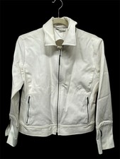 St John Sport Marie Gray Full Zip White Jacket SZ Med