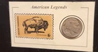 1929 S BUFFALO NICKEL AND STAMP COMBO, AMERICAN  LEGENDS WILDLIFE...
