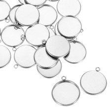 30Pcs 16mm Stainless Steel Cabochons Setting Blank Base Silver 