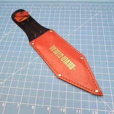 Silver Streak Fixed Blade Throwing Knife Sheath Red Leather Belt Case 11"x5.75"