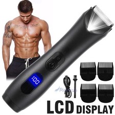 NEWEST LCD Groin Hair Trimmer for Mens Electric Ball Trimmer Wet/Dry Body Shaver