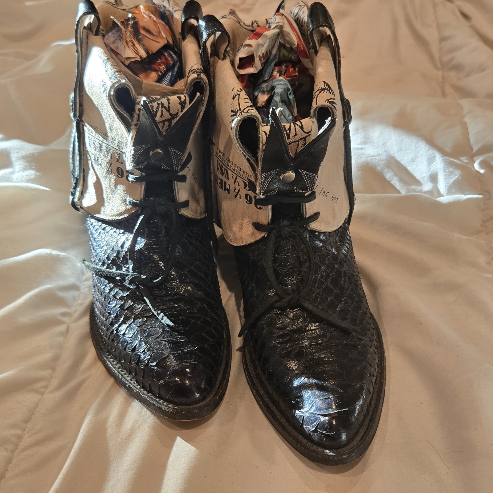 Sexy Fold Down Black Python Boots La Nacional 9.5… - image 1