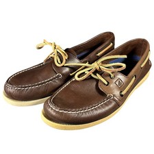 Zapatos de Barco Sperry Top-Sider Para Hombres 9 Cuero Marrón Tostado Auténticos Originales