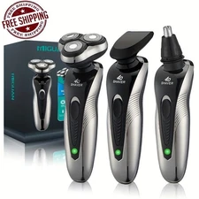 Men's 3-blade rotary electric shaver and trimmer