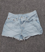 Levis 501 Cutoff Shorts 26 Blue Denim Light Wash Western Festival Button Fly