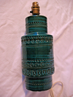 Rare vintage mid century Bitossi Aldo LOndi Rimini Blue Geometric Table Lamp