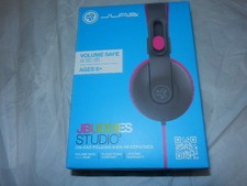 new JLab Jbuddies studio 2 0n-Ear folding kids wired headphones gray pink 3.5mm