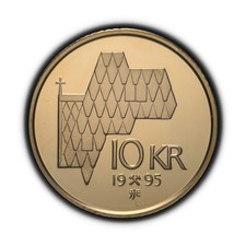 NORWAY. 1995, 10 Kroner - Harald V, Medieval Wooden Stave Church Proof RARE 1