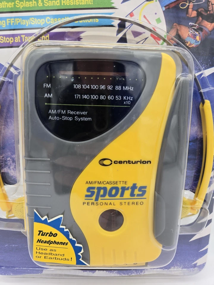 Auriculares estéreo de radio personal casete AM/FM Sports By Centurion de colección NUEVO Foto 2 de 4