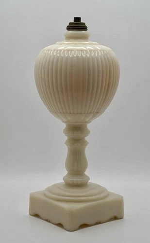 Vintage Pedestal Ivory Milk Glass Electric Lamp Base 11 Inch