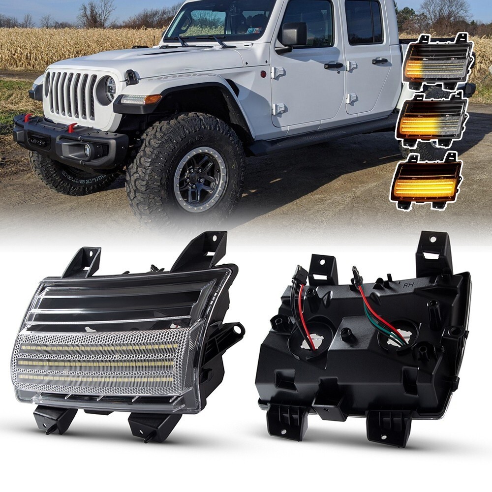 LED Sequential Turn Signal Lights For Jeep Wrangler JL 18-23 & Gladiator JT 2020 thumbnail 2