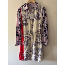 Diane von Furstenberg Kovacs Silk Shirt Dress Purple Lavender Floral - NEW!!