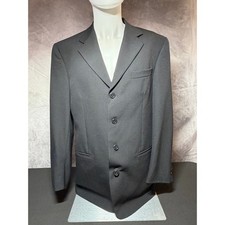 Vintage Monsieur Givenchy Black Wool Blazer Sport Coat 40L Made Italy 3 Button
