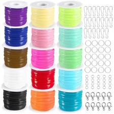 KAMJUNTAR Lanyard String,15 Rolls Gimp String Plastic Lacing Cord Plastic St...
