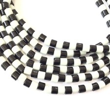Fine Vintage Czech Bohemian Glass Black  White African Trade beads
