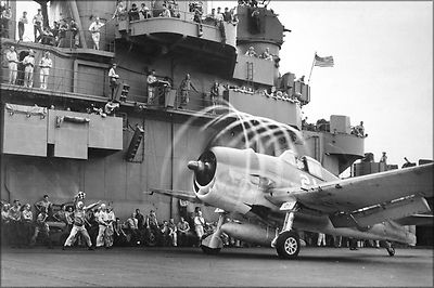 Poster, Many Sizes; Grumman F6F-3 Hellcat Uss Yorktown (Cv-10) 1943