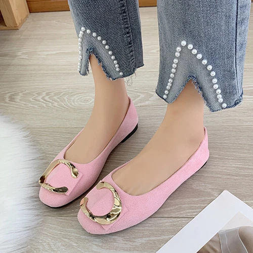 Women Flats Slip On Flat Shoes Formal Ladies Square Toe Classic Pumps Buckle - Bild 88 von 113