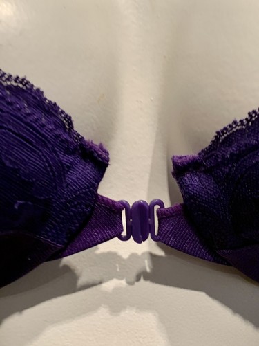 VINTAGE VICTORIA'S SECRET PURPLE AMETHYST BRA & HI-CUT BRIEF PANTIES SET 36B / L - Picture 23 of 24