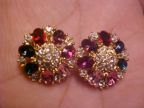 Vintage RÖMER CLIP OHRRINGE BLUME STRASS SCHÖN~~ - Bild 5 von 5