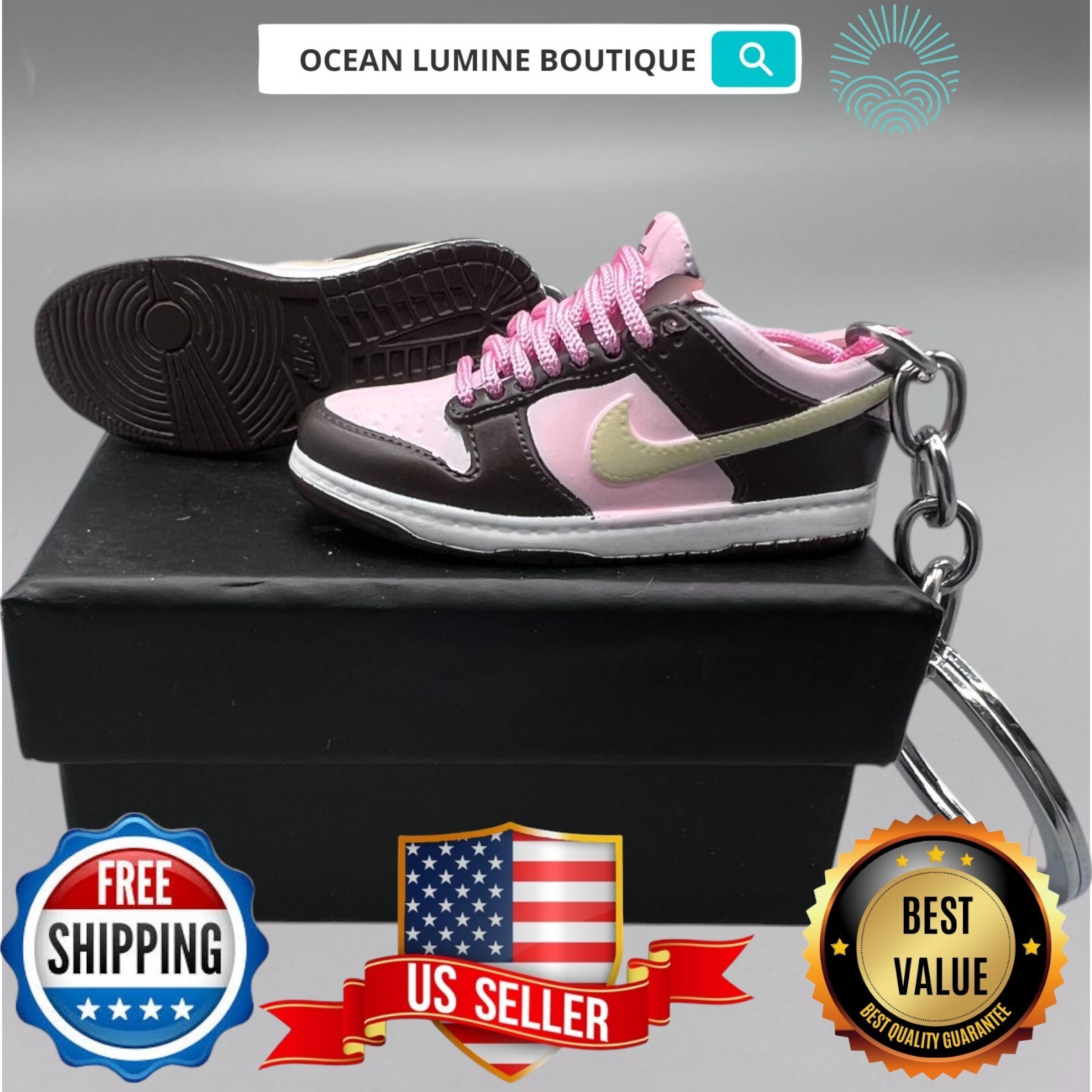 SB DUNK 3D Mini Sneaker Keychain, Jordan Sneaker Collectible, Box Options