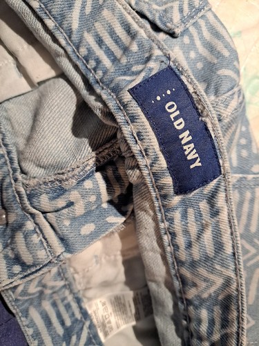Old Navy Girls Shorts 14 Standard Blue Jean Denim 100% Cotton Aztec Print Cuffed - Picture 3 of 5