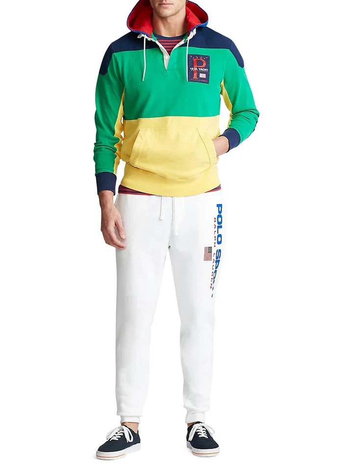 Polo Ralph Lauren 颜色阻挡 1967 年奥林匹克体育场雪地海滩橄榄球连帽衫全新带标签 — 第 4/4 张图片