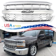 For Chevrolet Silverado 1500 2016-18 LTZ High Country Chrome Front Bumper Grille
