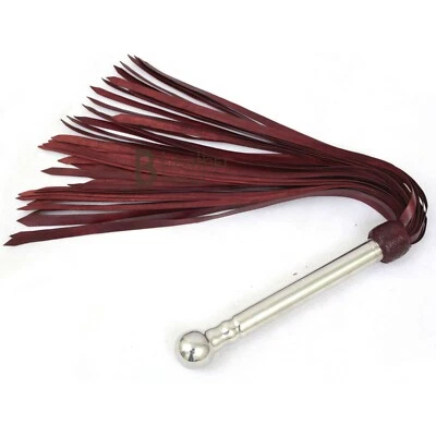 LB'S WHIP Real Genuine Cow Hide Leather Flogger Steel Handle Heavy Duty 50 Falls