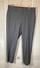 Tommy Hilfiger Straight Leg Mid Rise Trousers Womens Size 16 Gray Plaid Stretch